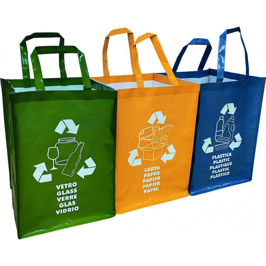 Set 3 borse per la raccolta differenziata Vigor, 96x32x45 cm