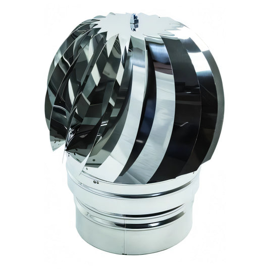 Cappello eolico girevole in acciaio inox, base tonda