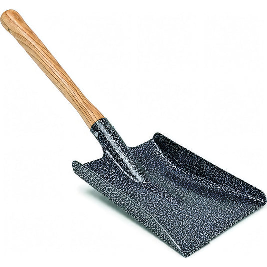 Paletta zincata per carbone e cenere con manico in legno, 12x20 cm