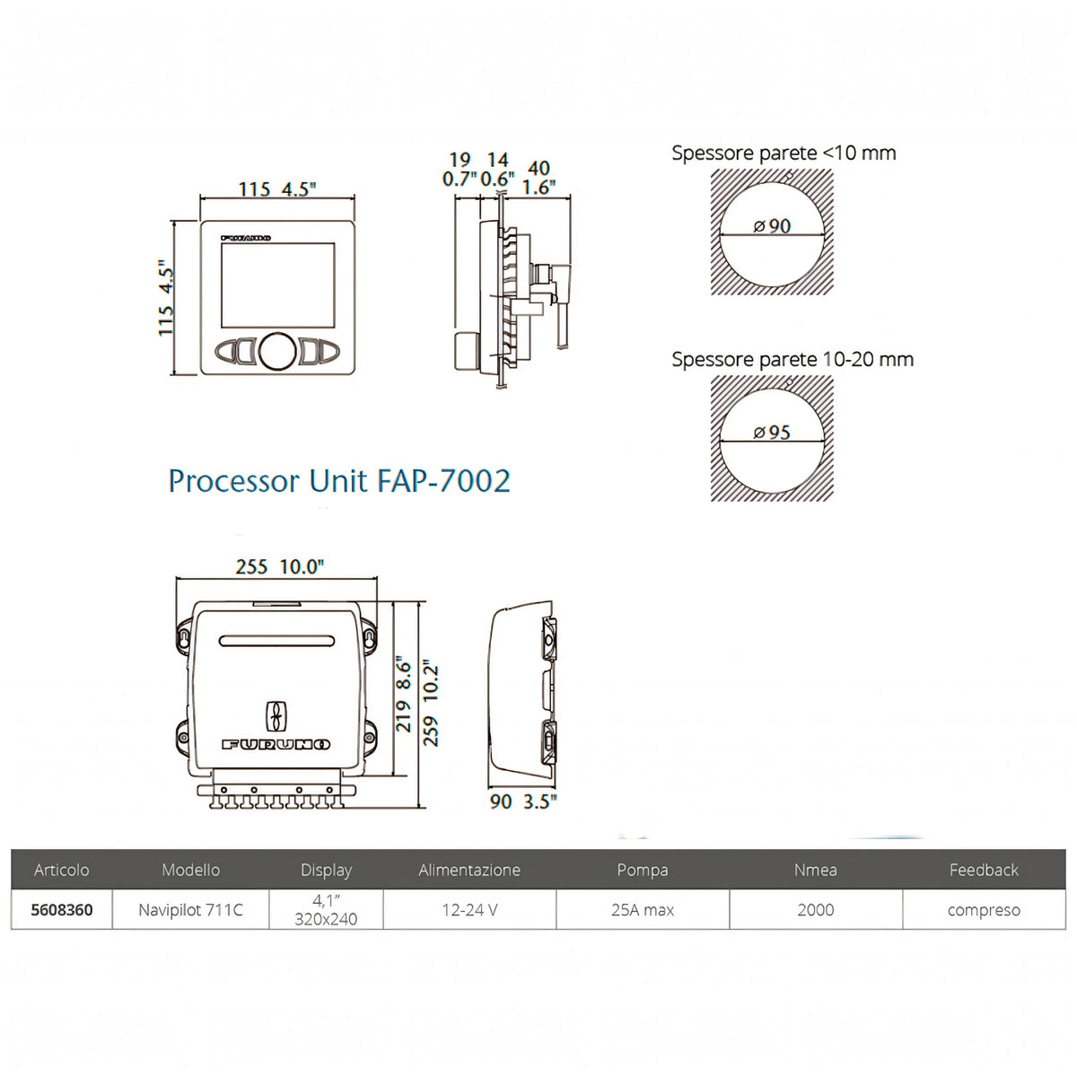 Autopilota Furuno NavPilot 711C display a colori 4.1 pollici
