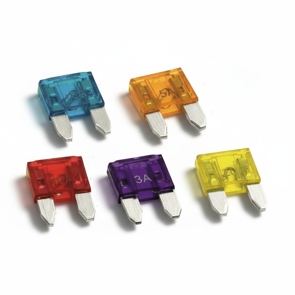 Fusibili lamellari minival assortiti colorati 3A 5A 10A in plastica trasparente con terminali metallici