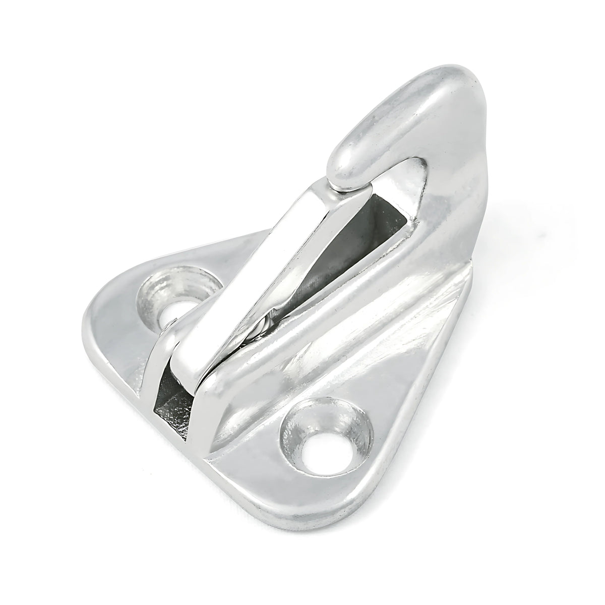 Gancio per parabordi in acciaio inox AISI 316 a microfusione con sicura a molla. Disponibile in due varianti di dimensione per fissaggio a paratia.