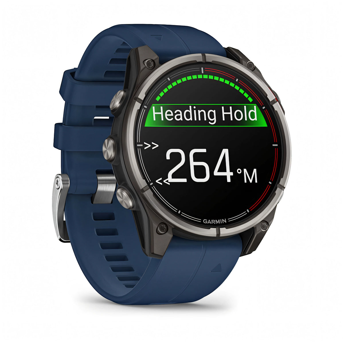 Garmin quatix 8 AMOLED 47mm smartwatch nautico vista laterale sinistra