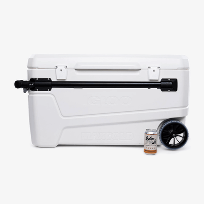 Ghiacciaia Igloo Marine Ultra bianca con ruote nere e manico telescopico, frigo portatile rigido
