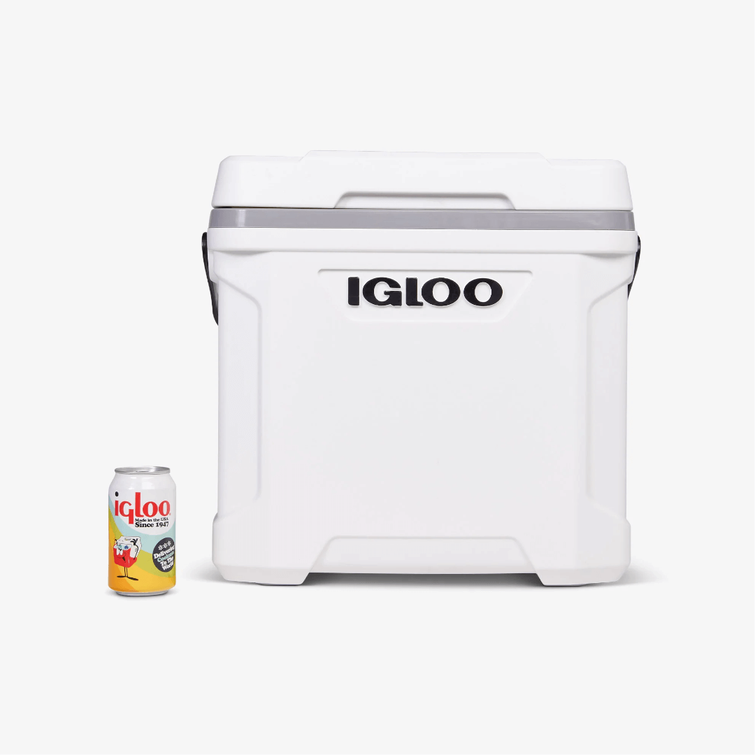 Ghiacciaia Igloo Marine Ultra 30 QT bianca rigida con lattina per riferimento dimensioni