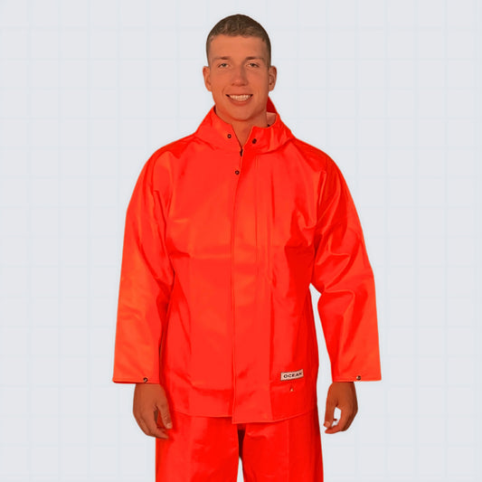 Giacca da lavoro OCEAN Offshore Pro in PVC e PU, impermeabile e ignifuga per ambienti estremi e offshore.