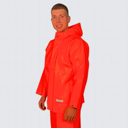 Giacca da lavoro OCEAN Offshore Pro in PVC e PU, impermeabile e ignifuga per ambienti estremi e offshore.