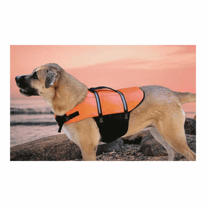 Giubbotto di salvataggio per cani taglia M 10-25 kg con maniglia dorsale per barca.