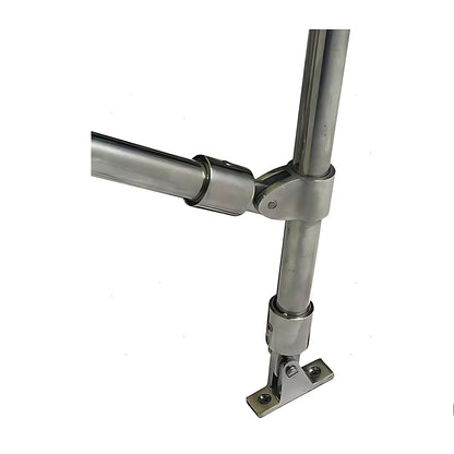 Giunto a T professionale in acciaio inox AISI 316 lucidato a specchio per il collegamento perpendicolare di tubi per capottine e tendalini.