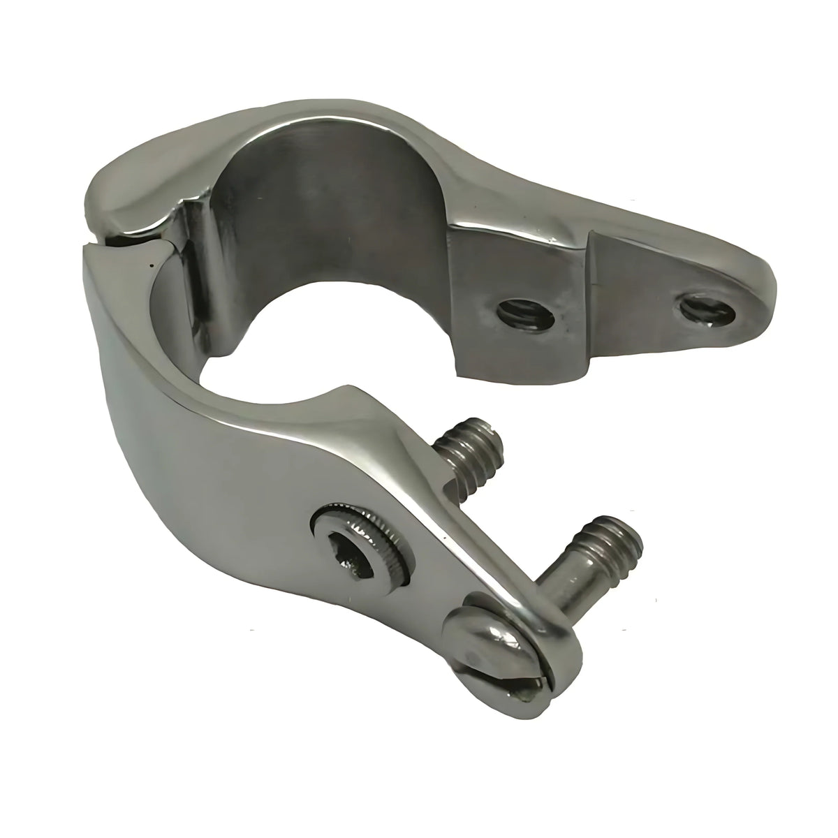 Giunto apribile modello TA in acciaio inox AISI 316 con viti di sicurezza per il collegamento di tubi per tendalini e capottine nautiche.