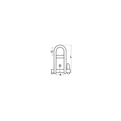 Scheda tecnica grillo inox a scatto Ø 6 mm con quote L, L1, A, D