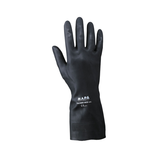 Guanti neri in misto lattice e neoprene floccati internamente per pesca e nautica.