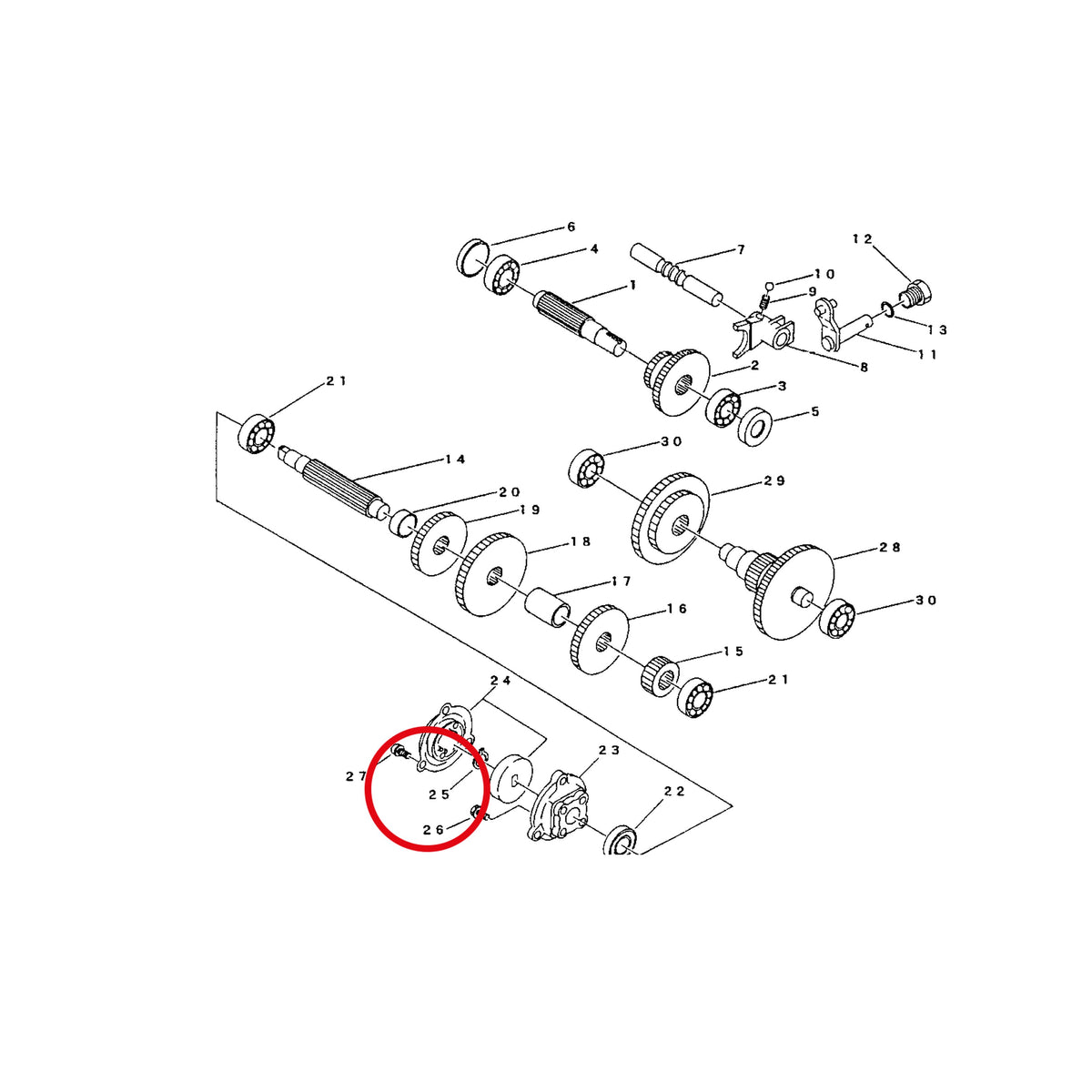 Esploso «Trasmissione» del minitransporter Ibea IBT-300D, con la posizione 25 del ricambio CH-07400001400