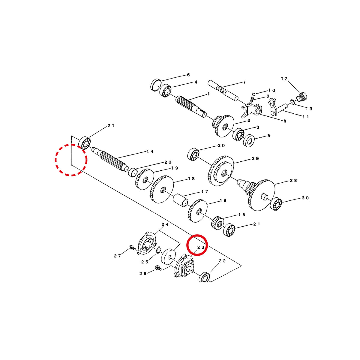 Esploso «Trasmissione» del minitransporter Ibea IBT-300D, con la posizione 23 del ricambio CH-79531211000