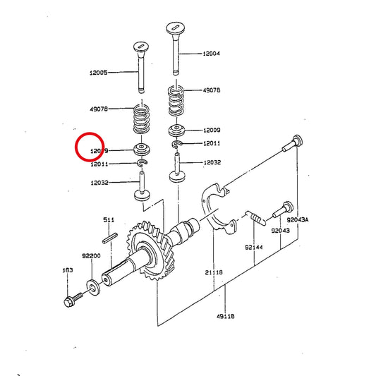 Esploso «FG150G-BT51 - albero A camme» del minitransporter Ibea IBT-350DH, con la posizione 12009 del ricambio K120092069