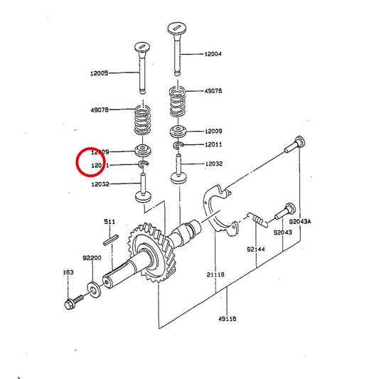 Esploso «FG150G-BT51 - albero A camme» del minitransporter Ibea IBT-350DH, con la posizione 12011 del ricambio K120112002