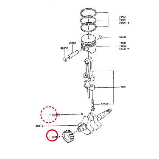 Esploso «FG150G-BT51 - pistone / albero motore» del minitransporter Ibea IBT-350DH, con la posizione 59057 del ricambio K590572011