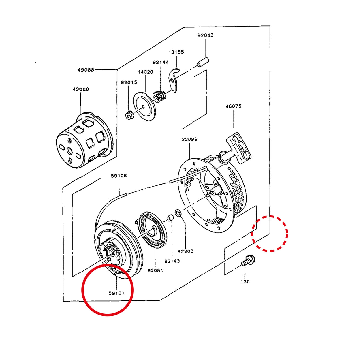 Esploso «FG150G-BT51 - avviamento» del minitransporter Ibea IBT-350DH, con la posizione 59101 del ricambio K591012102