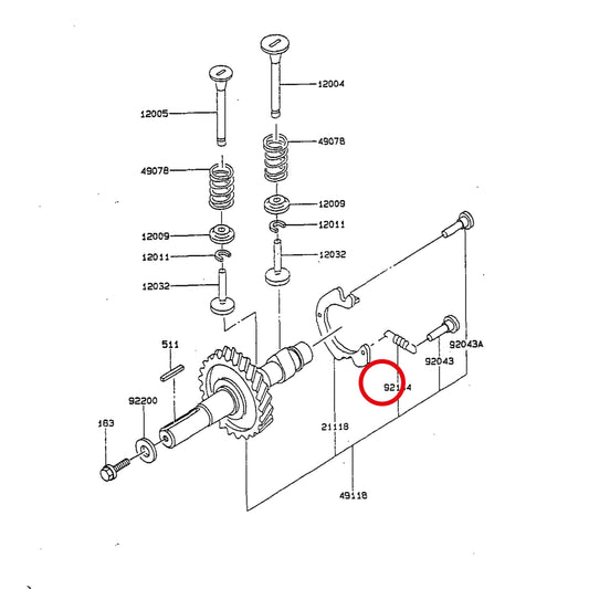 Esploso «FG150G-BT51 - albero A camme» del minitransporter Ibea IBT-350DH, con la posizione 92144 del ricambio K921442049