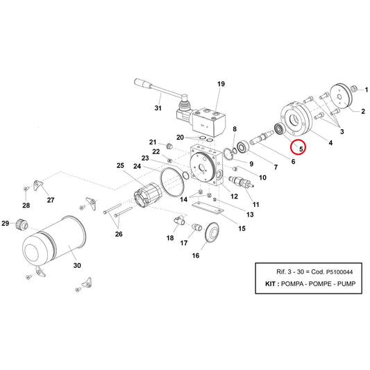 Esploso «Pompa idraulica» del minitransporter Ibea IBT-5000DHZ, con la posizione 5 del ricambio P020003
