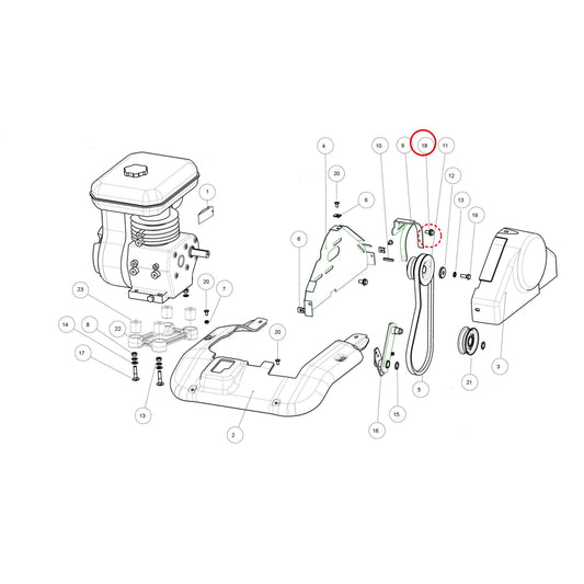Esploso «Gruppo motore mitsubishi» del minitransporter Ibea IBT-5000DHZ, con la posizione 18 del ricambio P1010252