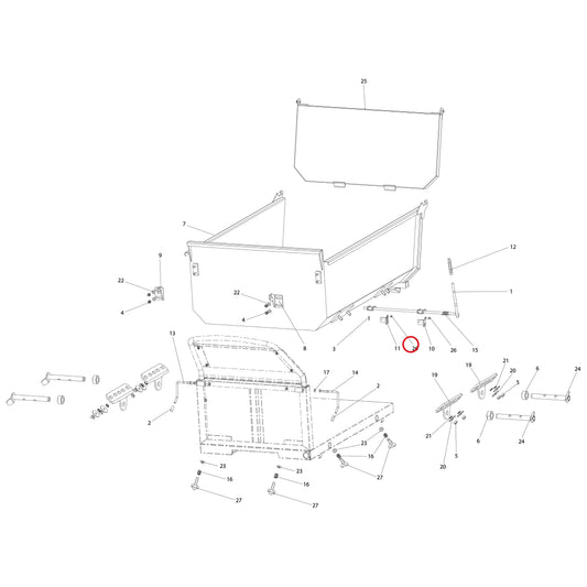 Esploso «Cassone dumper» del minitransporter Ibea IBT-351, con la posizione 26 del ricambio P1010328