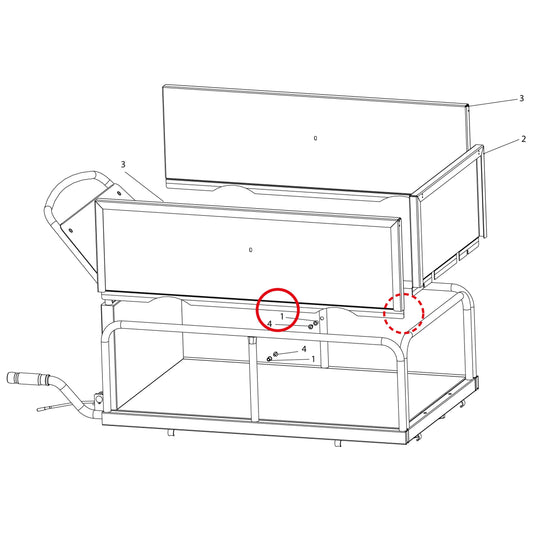Esploso «Kit spondine» del minitransporter Ibea IBT-301, con la posizione 1 del ricambio P1050055
