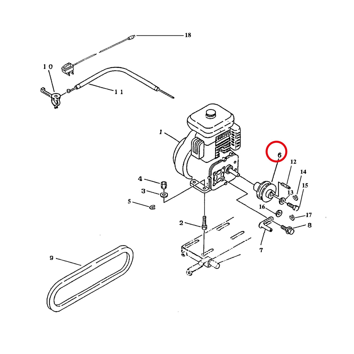 Esploso «Motore» del minitransporter Ibea IBT-350DH, con la posizione 6 del ricambio P3040436ZT
