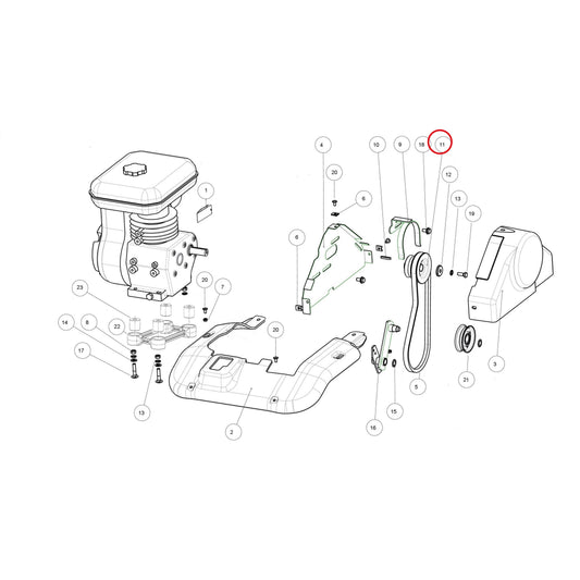 Esploso «Gruppo motore mitsubishi» del minitransporter Ibea IBT-5000DHZ, con la posizione 11 del ricambio P3041072ZB