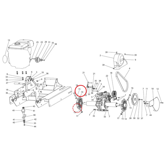 Esploso «Motore E trasmissione» del minitransporter Ibea IBT-251, con la posizione 14 del ricambio P3050054BR