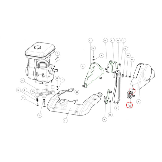 Esploso «Gruppo motore mitsubishi» del minitransporter Ibea IBT-5000DHZ, con la posizione 21 del ricambio P3060190