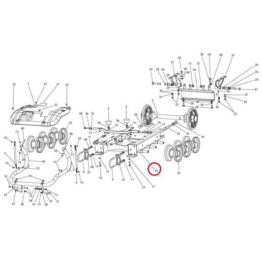 Esploso «Telaio» del minitransporter Ibea IBT-401, con la posizione 43 del ricambio P3060454VE
