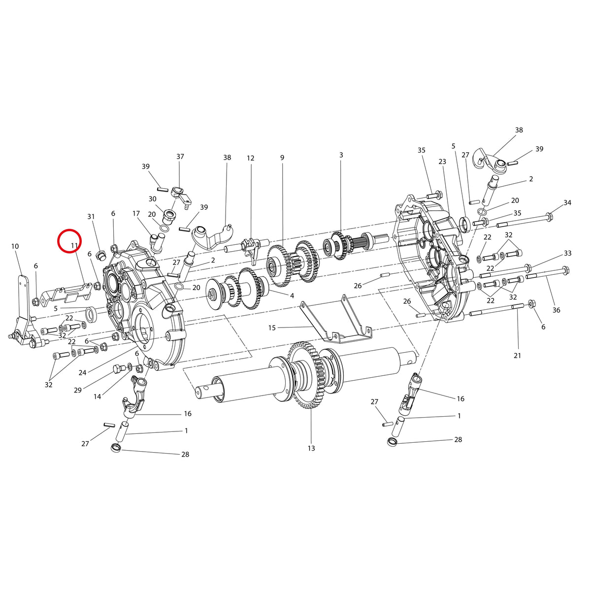 Esploso «Trasmissione» del minitransporter Ibea IBT-251, con la posizione 11 del ricambio P3090186ZB