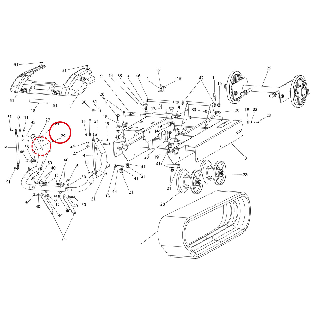 Esploso «Telaio» del minitransporter Ibea IBT-351, con la posizione 29 del ricambio P3120256VE
