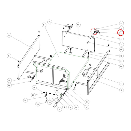 Esploso «Cassone» del minitransporter Ibea IBT-5000H, con la posizione 22 del ricambio P4011735ZB