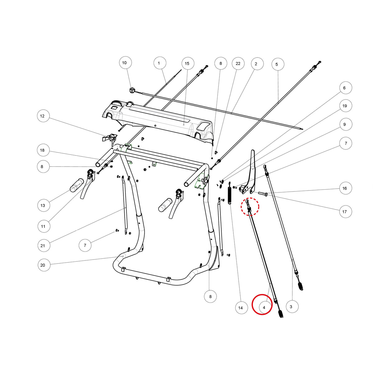 Esploso «Stegola» del minitransporter Ibea IBT-5000DHZ, con la posizione 4 del ricambio P5010180