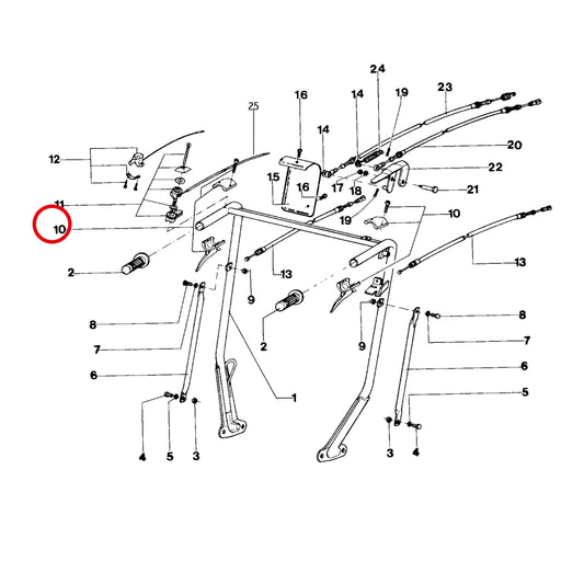 Esploso «Stegola comandi» del minitransporter Ibea IBT-300D, con la posizione 10 del ricambio P5060021