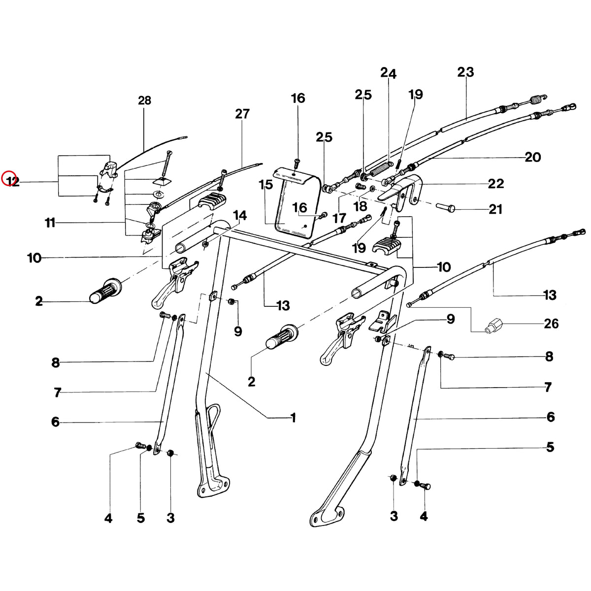 Esploso «Stegola» del minitransporter Ibea IBT-500RDHZ, con la posizione 12 del ricambio P5080013