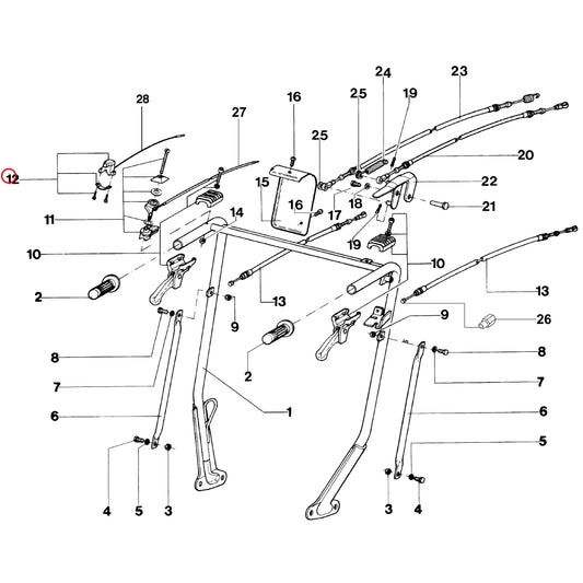 Esploso «Stegola» del minitransporter Ibea IBT-500RDHZ, con la posizione 12 del ricambio P5080013