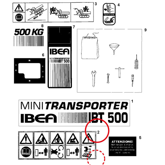 Esploso «Decalcomania» del minitransporter Ibea IBT-500RDHZ, con la posizione 2 del ricambio P5140662
