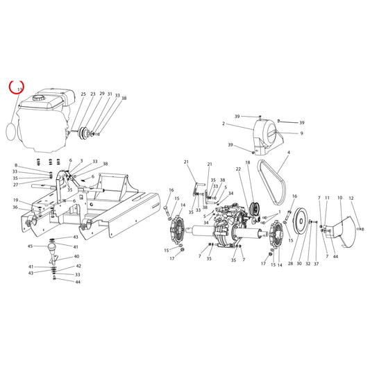 Esploso «Motore E trasmissione» del minitransporter Ibea IBT-251, con la posizione 13 del ricambio P5141010