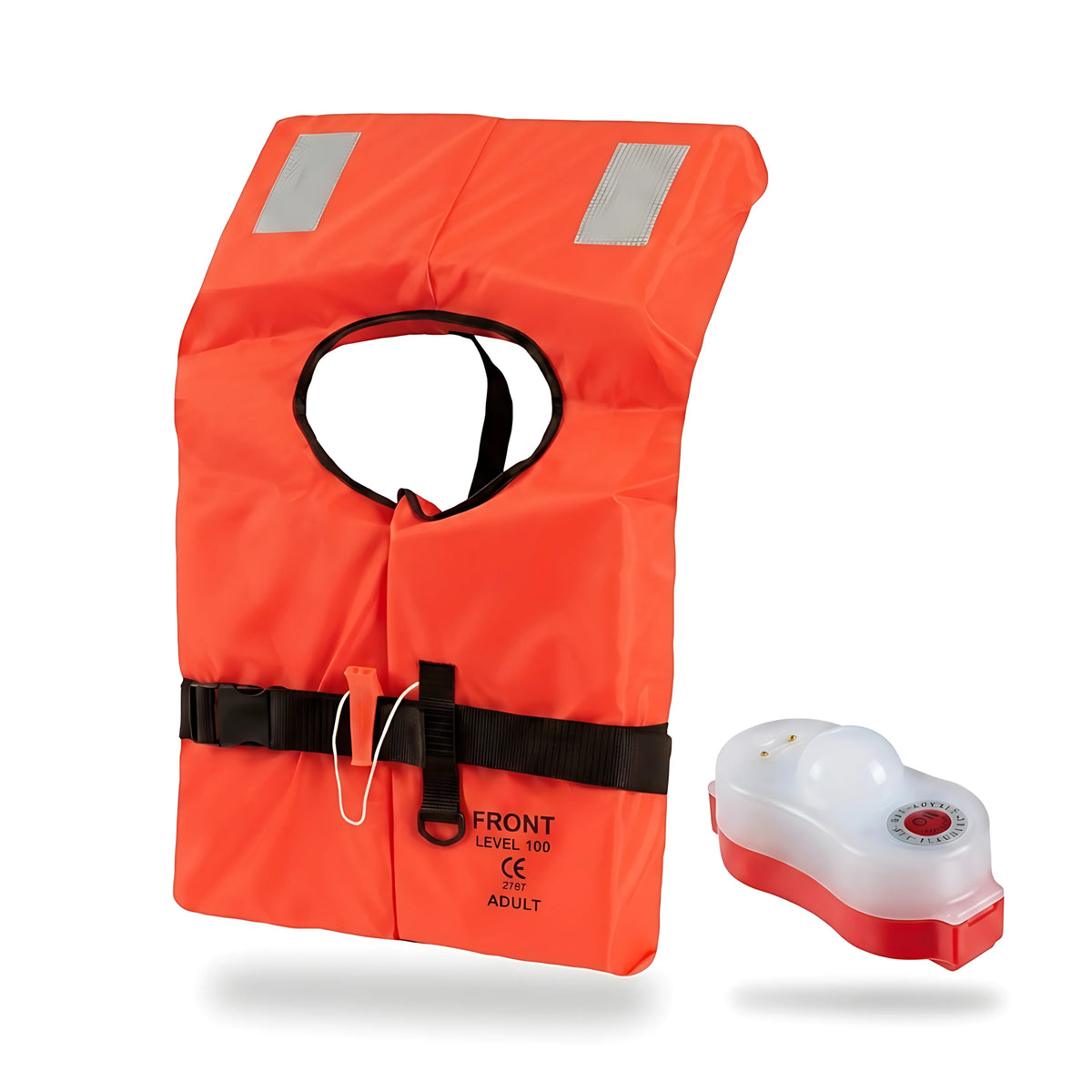 Kit Sicurezza Offshore 150N: cintura salvagente arancione e luce LED automatica