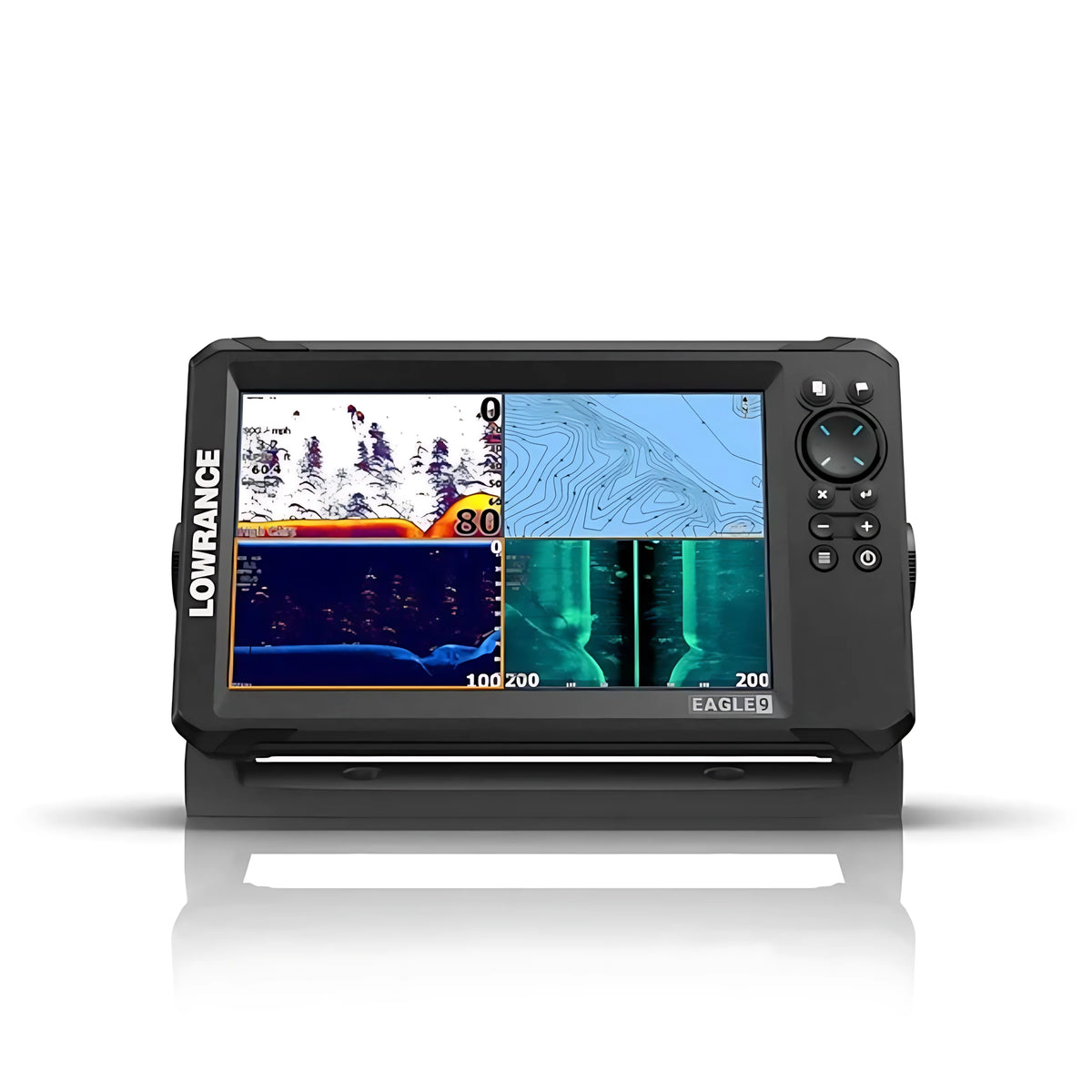 Lowrance Eagle 9 Fishfinder GPS 9" Vista Frontale Split Screen Sonar Carta