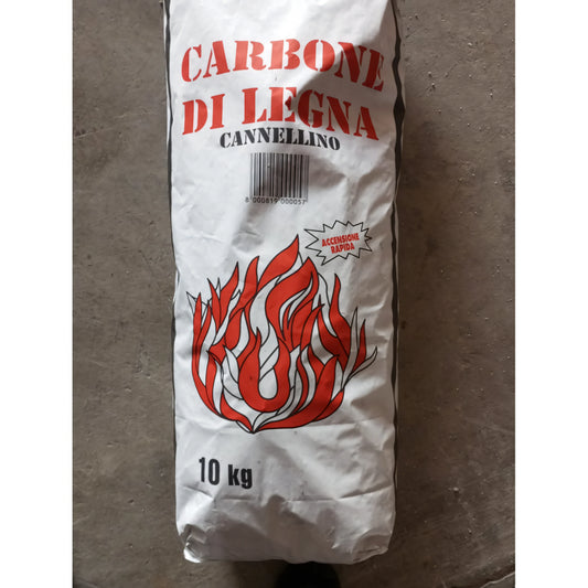 Sacco di carbone vegetale da 10 kg in busta di carta bianca