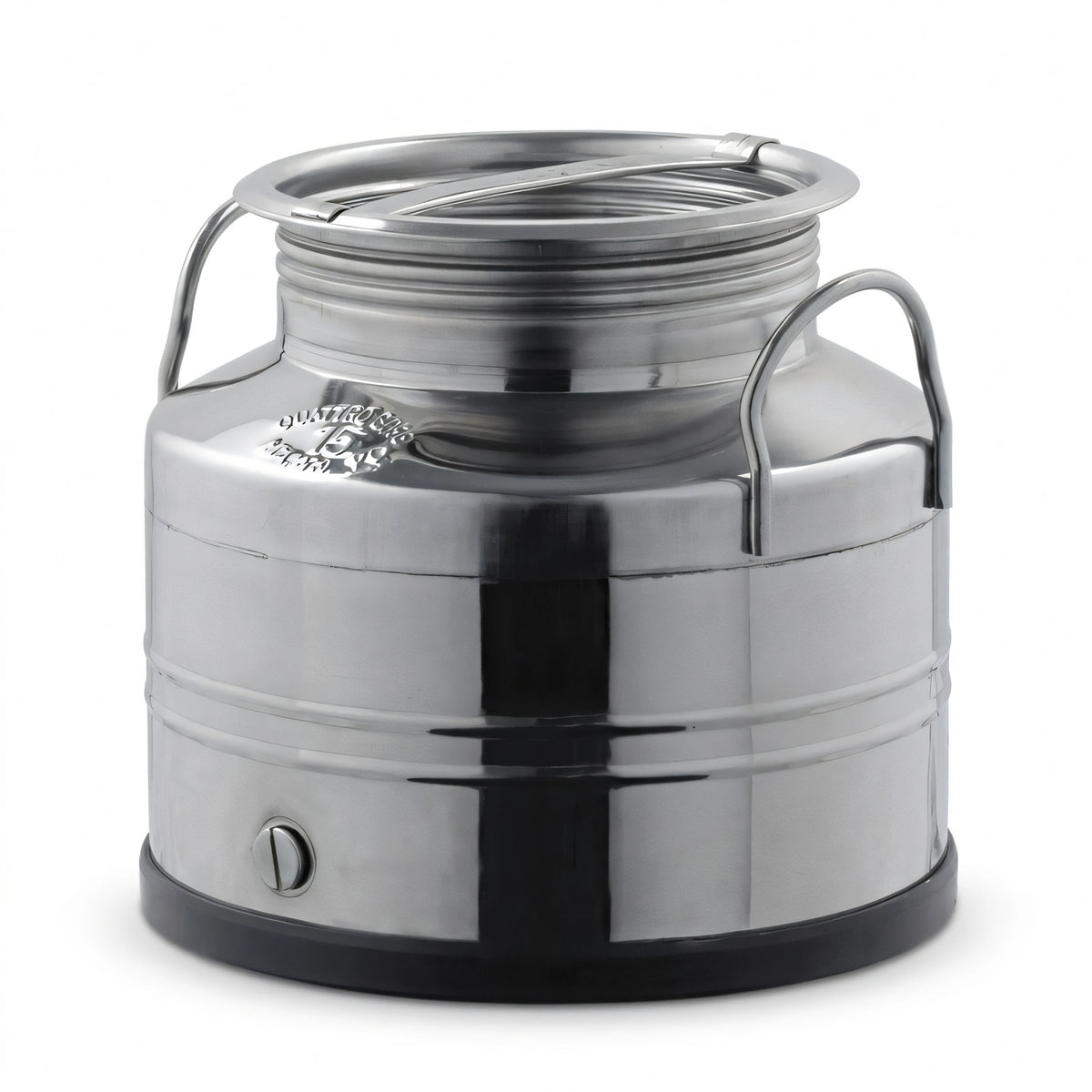 Fustino in acciaio inox saldato con tappo a vite e rubinetto