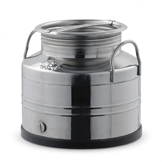 Fustino in acciaio inox saldato con tappo a vite e rubinetto
