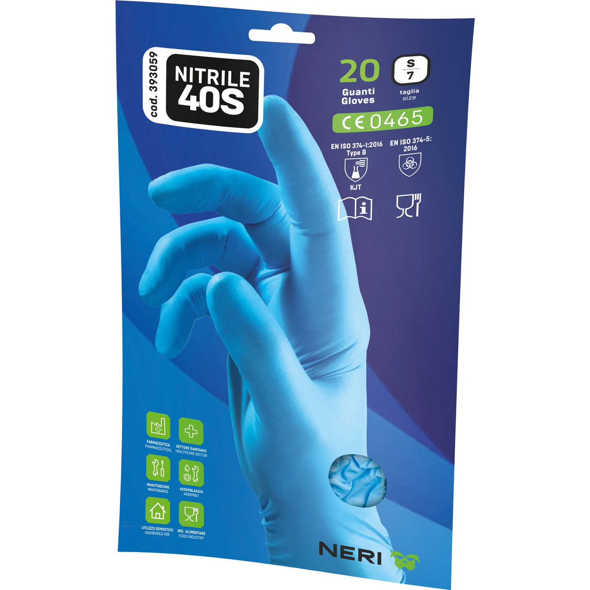 Guanto monouso in nitrile Neri Safety 40S, dettaglio del materiale