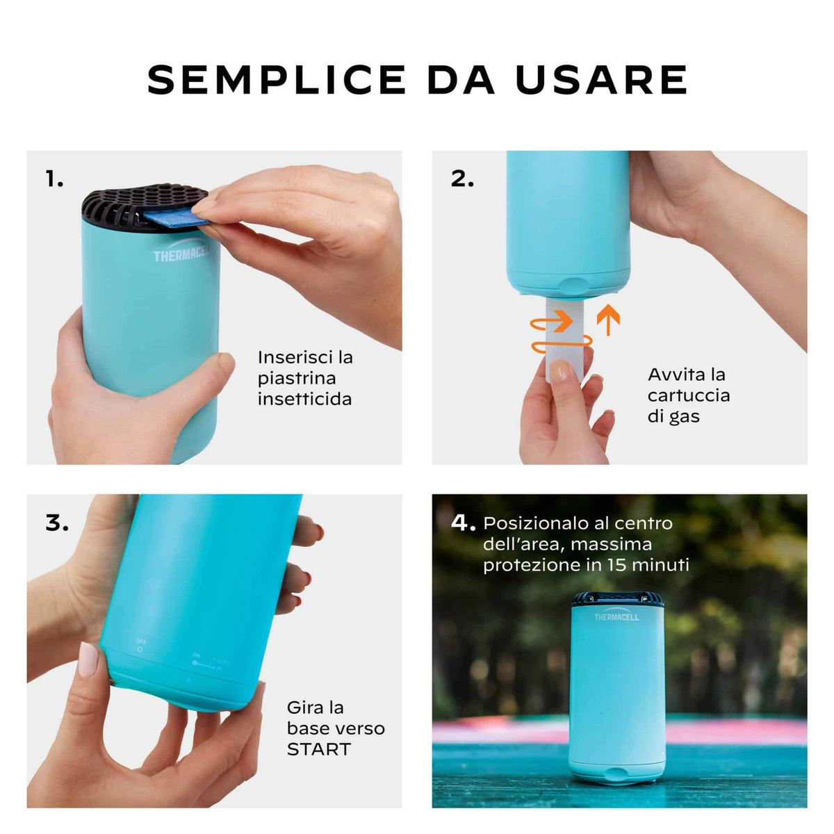 Dispositivo antizanzare Thermacell Mini Halo, vista laterale