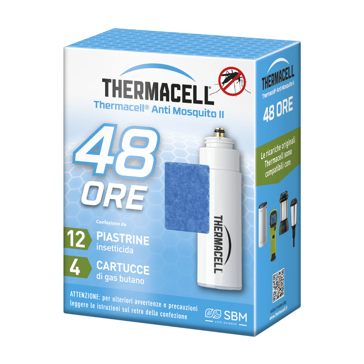 Ricarica antizanzare Thermacell da 48 ore, 12 piastrine e 4 cartucce di gas butano
