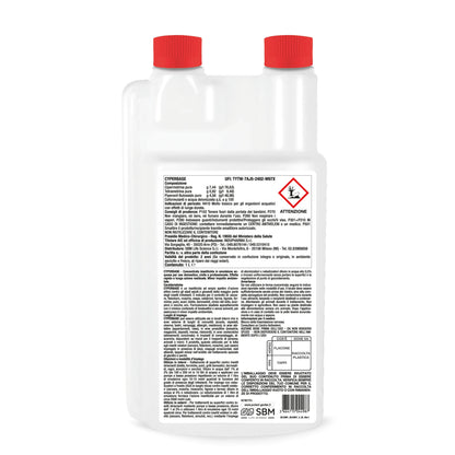 Etichetta del flacone Protect Home Cyperbase con istruzioni d'uso